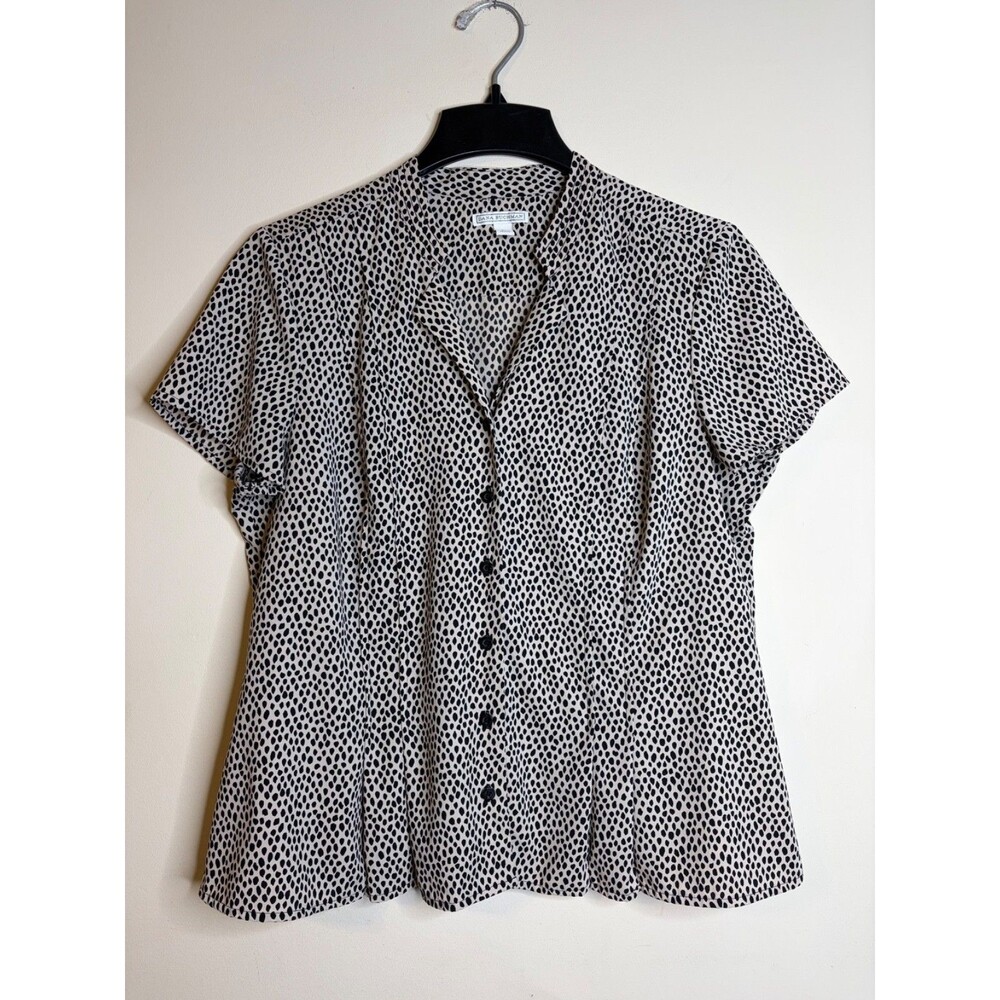 Dana Buchman Women Button Down Animal Print Blouse Size L